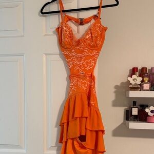 Santana Orange Mini Dress